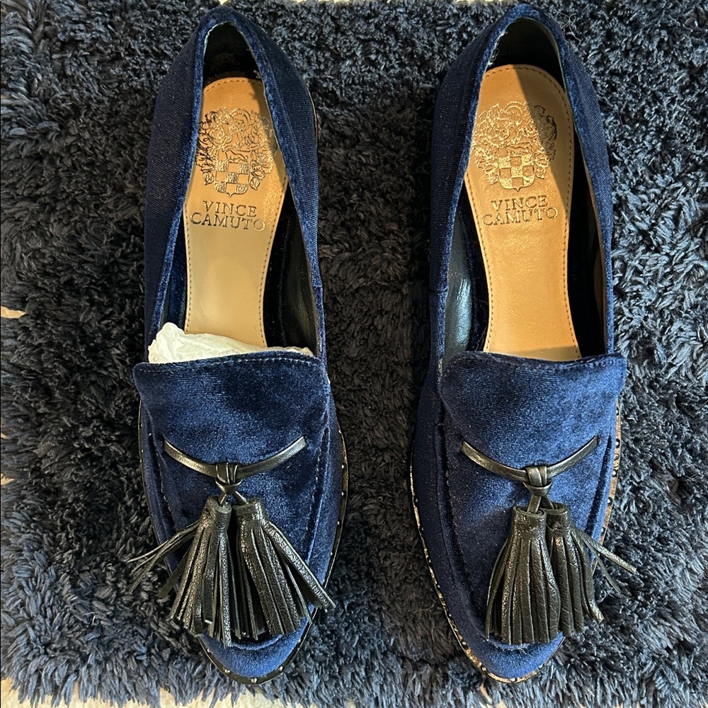 Vince Camuto Navy Blue Tassel Loafers